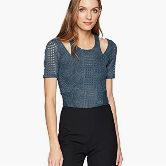 NEW BCBGMAXAZRIA Gwenyth Cutout Lace Mint Teal Bodysuit - Picture 1 of 5